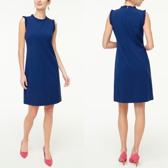 J.Crew Factory Ruffleneck Suit Dress, Navy Blue Work Dress, Business Casual NWT - Picture 15 of 15
